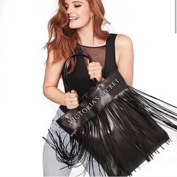 Victorias Secret black fringe‎ bag-NWT Victoria main image 3